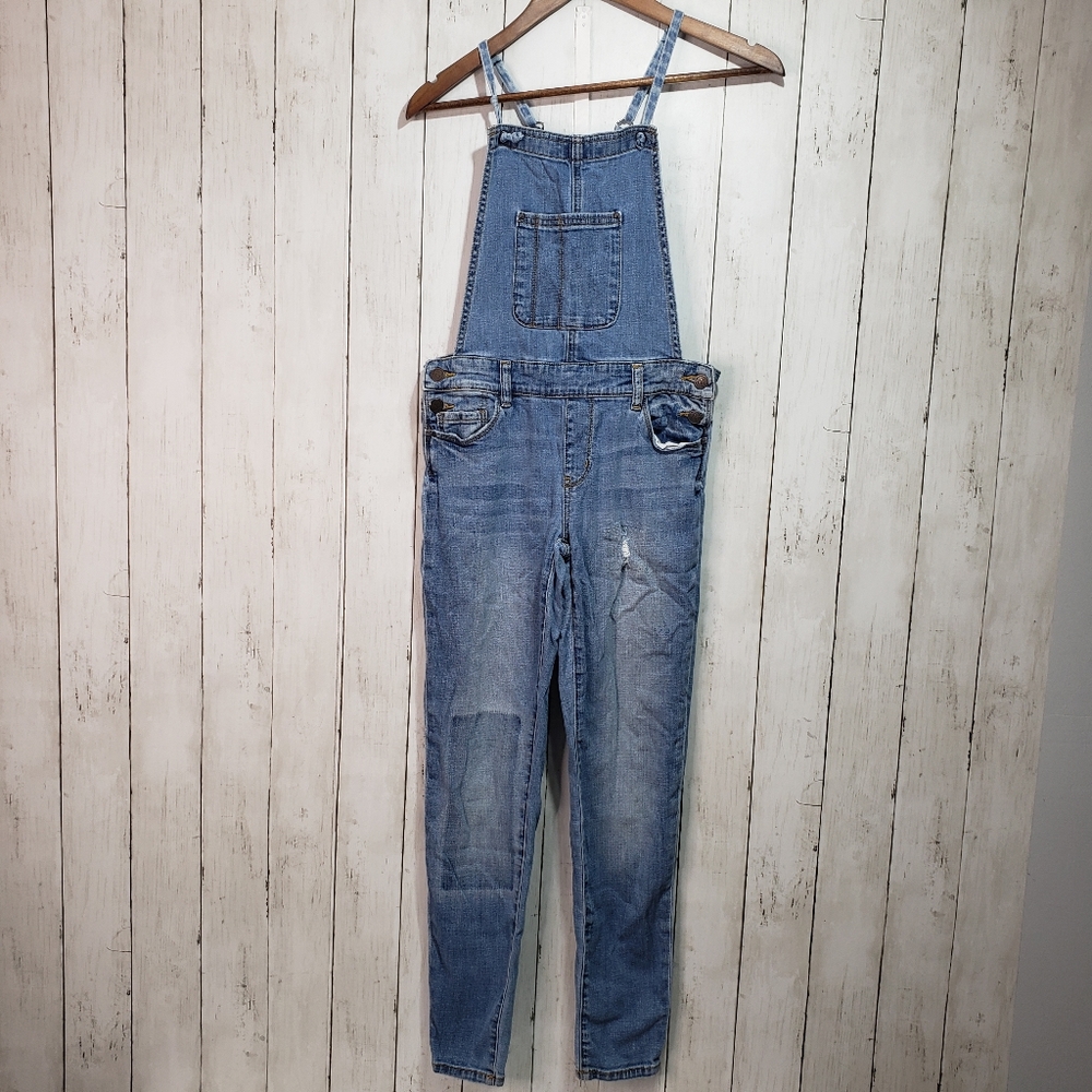 Treasure & Bond Girls Blue Denim Patchwork Overall